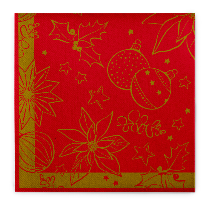 Servetele de masa festive Linclass pentru Revelion/Anul Nou Linclass - Milan rot / red / 40 x 40 cm / 50 buc [5]