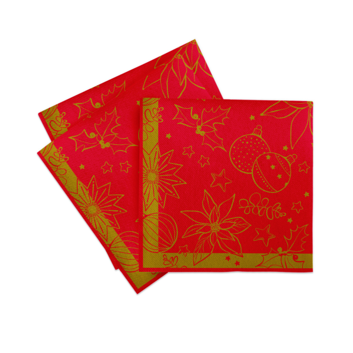 Servetele de masa festive Linclass pentru Revelion/Anul Nou Linclass - Milan rot / red / 40 x 40 cm / 50 buc [2]