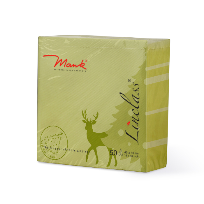 Servetele de masa festive Linclass pentru Revelion/Anul Nou Linclass - Natural X-Mas oliv / olive / 40 x 40 cm / 50 buc [4]
