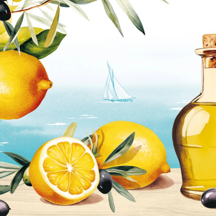 Servetele de masa festive Linclass - Olives & Lemons /40 x 40 cm / 50 buc [10]