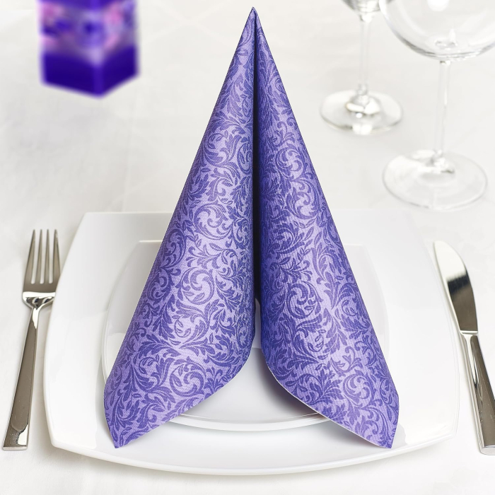 Servetele de masa festive Linclass - Ornaments (mov-mov inchis) / 40 x 40 cm / 50 buc [2]