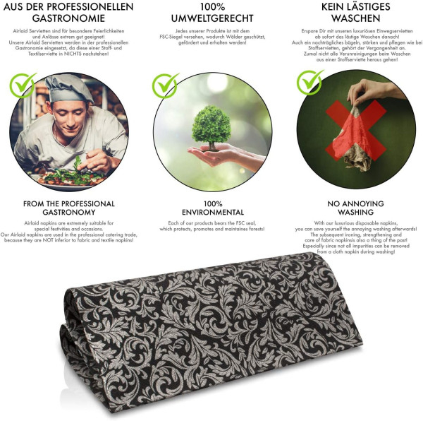 Servetele festive Ornaments negru-argintiu [3]