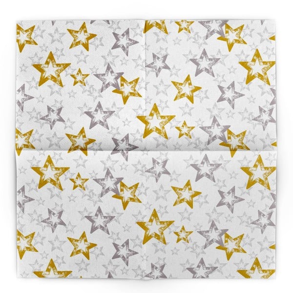 Servetele de masa festive Linclass pentru Craciun/Revelion - Allison (stelute aurii si argintii) / 40 x 40 cm / 50 buc [7]