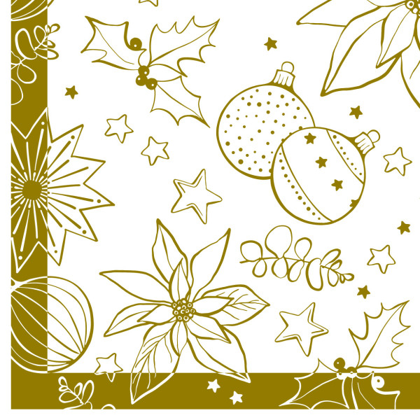 Servetele de masa festive Linclass pentru Craciun/Revelion - Milan (alb-auriu) / 40 x 40 cm / 50 buc [3]