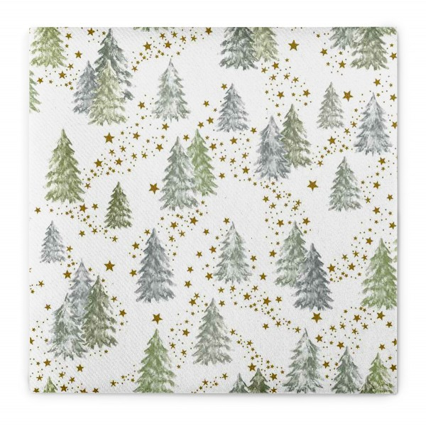 Servetele de masa festive Linclass pentru Craciun/Revelion - Tommy (peisaj de iarna cu braduti) / 40 x 40 cm / 50 buc [7]