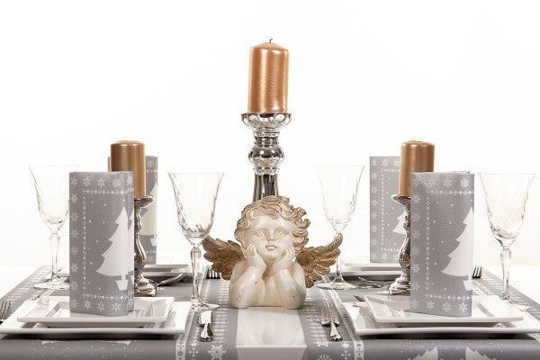 Servetele de masa festive Linclass pentru Craciun/Revelion - White Tree (argintiu) / 40 x 40 cm / 12 buc [2]