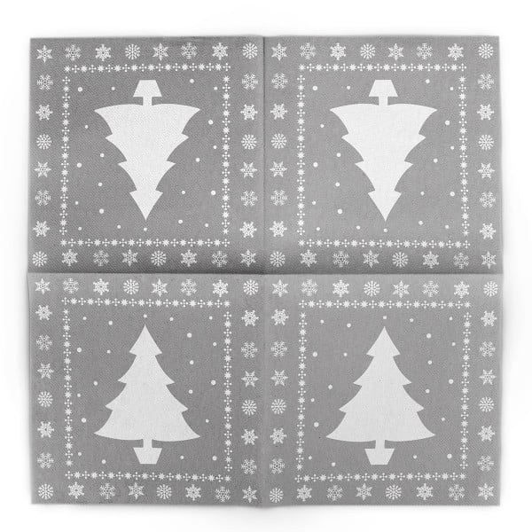Servetele de masa festive Linclass pentru Craciun/Revelion - White Tree (argintiu) / 40 x 40 cm / 12 buc [3]