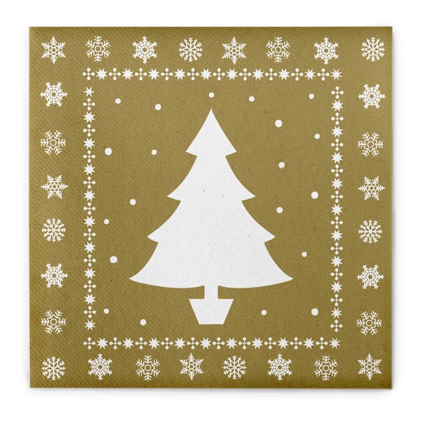 Servetele de masa festive Linclass pentru Craciun/Revelion - White Tree (auriu) / 40 x 40 cm / 12 buc [4]