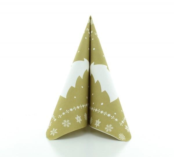 Servetele de masa festive Linclass pentru Craciun/Revelion - White Tree (auriu) / 40 x 40 cm / 12 buc [7]