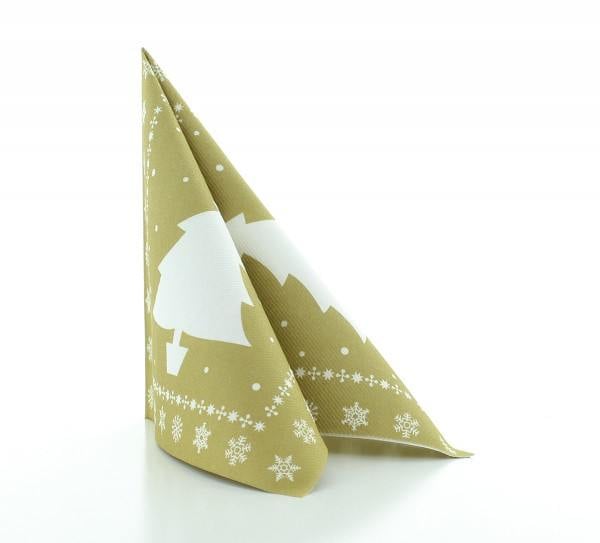 Servetele de masa festive Linclass pentru Craciun/Revelion - White Tree (auriu) / 40 x 40 cm / 12 buc [6]