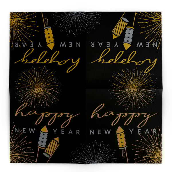 Servetele de masa festive Linclass pentru Revelion/Anul Nou - Linclass Rocky (negru-auriu-argintiu) / 40 x 40 cm / 50 buc [5]