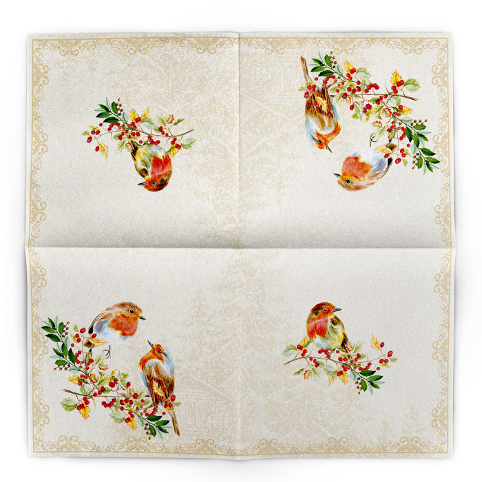 Servetele de masa festive Linclass pentru Revelion/Anul Nou Linclass - Pippa beige / 40 x 40 cm / 50 buc [7]