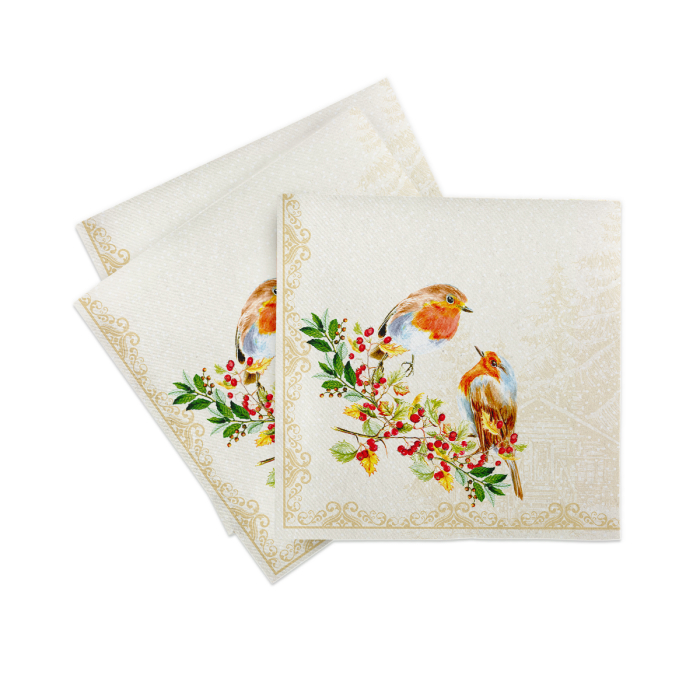 Servetele de masa festive Linclass pentru Revelion/Anul Nou Linclass - Pippa beige / 40 x 40 cm / 50 buc [1]