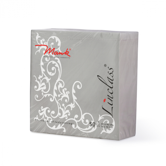 Servetele de masa festive Linclass - Pomp (Argintiu-Alb) / 40 x 40 cm / 50 buc [10]