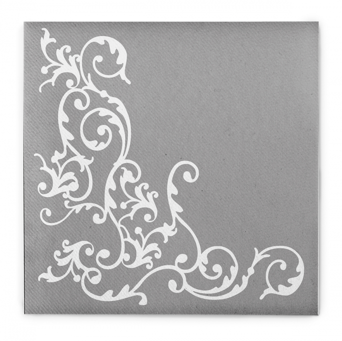 Servetele de masa festive Linclass - Pomp (Argintiu-Alb) / 40 x 40 cm / 50 buc [2]