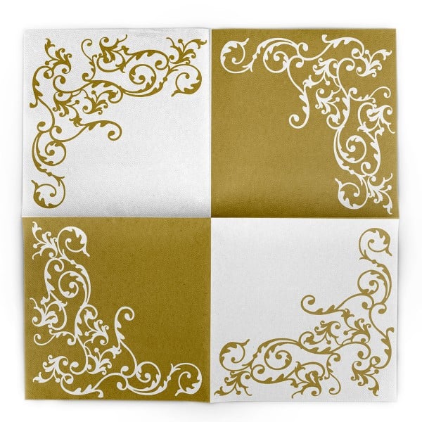 Servetele de masa festive Linclass - Pomp (Auriu-Alb) / 40 x 40 cm / 50 buc [2]