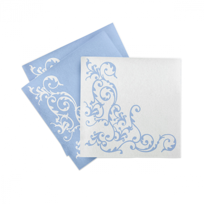 Servetele de masa festive Linclass - Pomp (Baby Blue-Alb) / 40 x 40 cm / 50 buc [3]