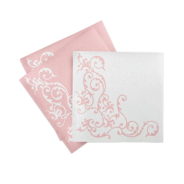 Servetele de masa festive Linclass - Pomp (Roz-Alb) / 40 x 40 cm / 50 buc [3]