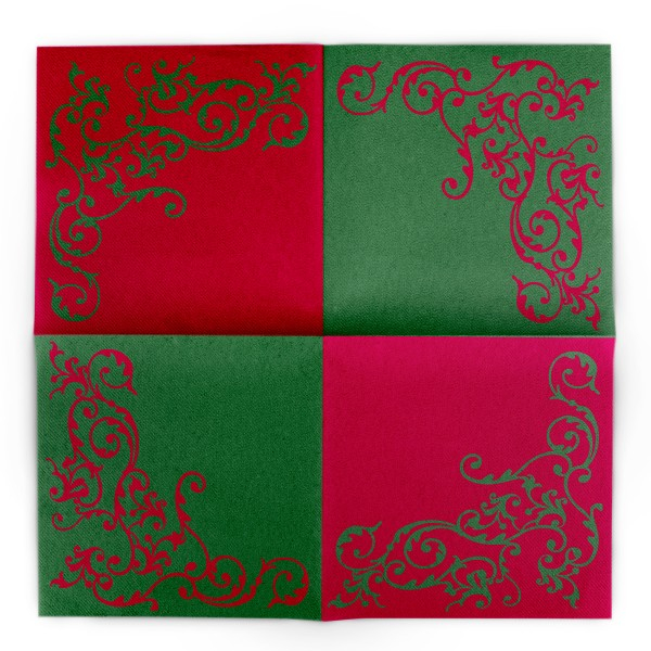 Servetele de masa festive Linclass - Pomp (verde-roșu) / 40 x 40 cm / 50 buc [5]