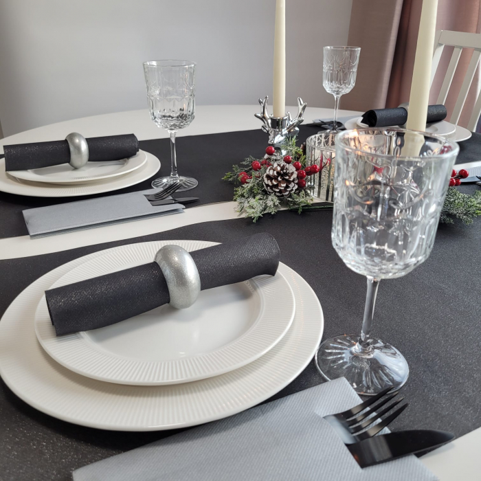 Servetele de masa festive Linclass - Shine metallic black (negru sclipitor) / 40 x 40 cm / 50 buc [6]