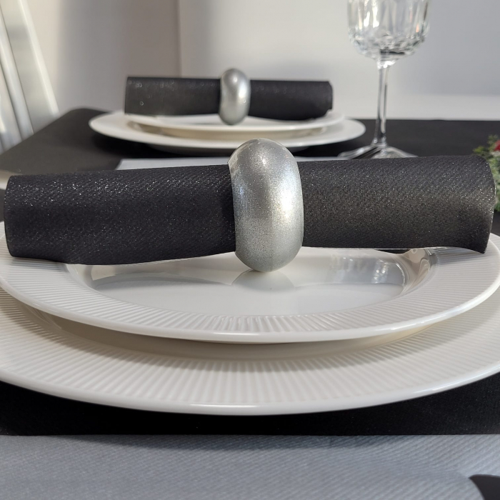 Servetele de masa festive Linclass - Shine metallic black (negru sclipitor) / 40 x 40 cm / 50 buc [4]