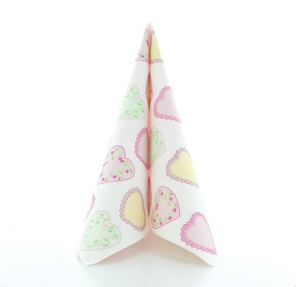 Servetele de masa festive Linclass - Sweet Love (inimioare) / 40 x 40 cm / 50 buc [4]