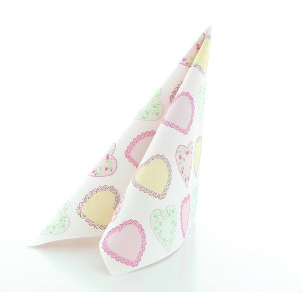 Servetele de masa festive Linclass - Sweet Love (inimioare) / 40 x 40 cm / 50 buc [2]