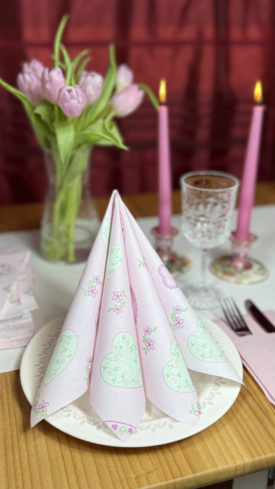 Servetele de masa festive Linclass - Sweet Love (inimioare) / 40 x 40 cm / 50 buc [2]