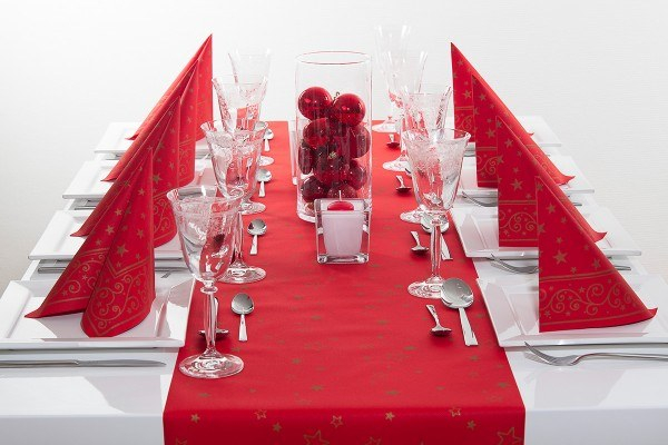Servetele de masa festive pentru Craciun/Revelion Tissue Deluxe - LIAM rosii / 40x40 cm / 50 buc [2]