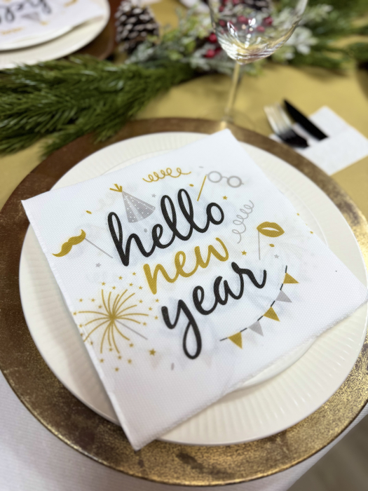 Servetele de masa festive Softpoint- Hello New Year / 38 x 38 cm / 20 buc [1]