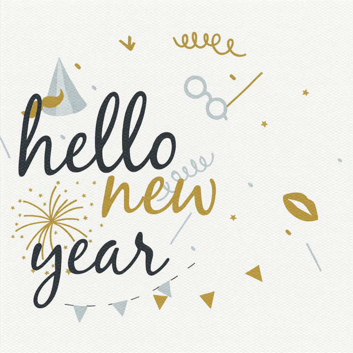 Servetele de masa festive Softpoint- Hello New Year / 38 x 38 cm / 20 buc [1]