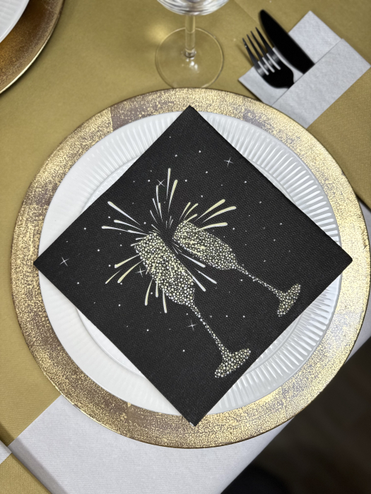 Servetele de masa festive Softpoint - Cheers (auriu) / 38 x 38 cm / 20 buc [1]