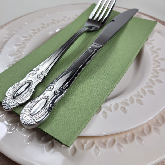 Servetele Linclass ultra calitative, verde oliv (masliniu), 40x40 cm, pliate 1/8, 12 buc [3]