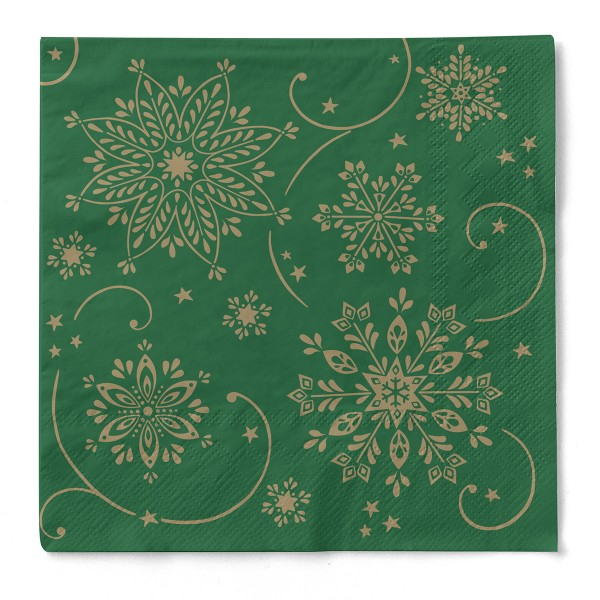 Set accesorii decorative masa festiva Craciun/Revelion- traversa de masa si servetele de masa Cristal verde-auriu [5]
