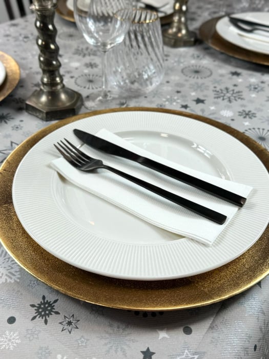 Set accesorii decorative masa festiva - fata de masa si servetele festive - Linclass Snowflakes White [4]