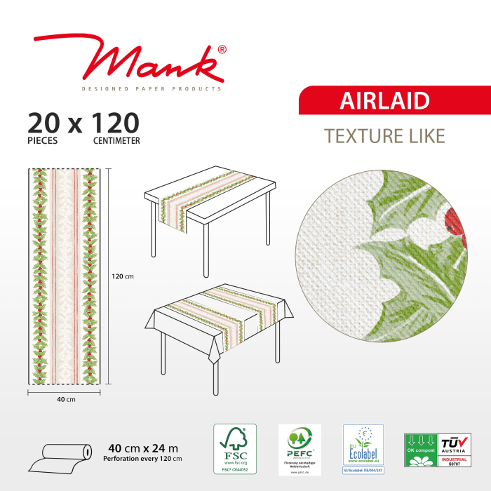 Traversa de masa pentru Craciun, Spanlin bio - Magda / 40 × 24 cm / 1 buc [3]