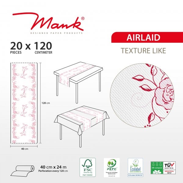 Traversa masa Linclass Wedding - Nunta (roz-bordo) / 40 cm x 24 m / 1 rolă [2]