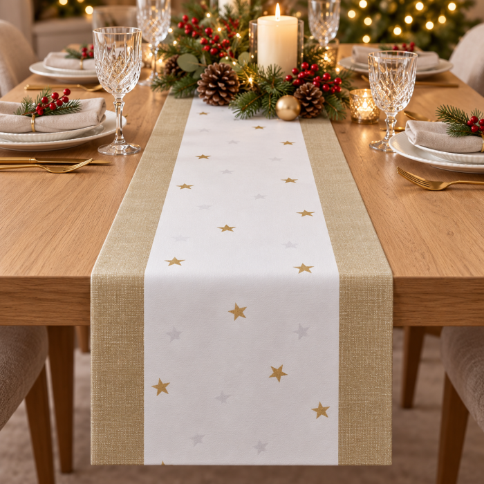 Traversa masa - Linclass  Golden Stars (Stele Aurii) Craciun si Revelion  / 40 cm x 24 m / 1 buc [2]