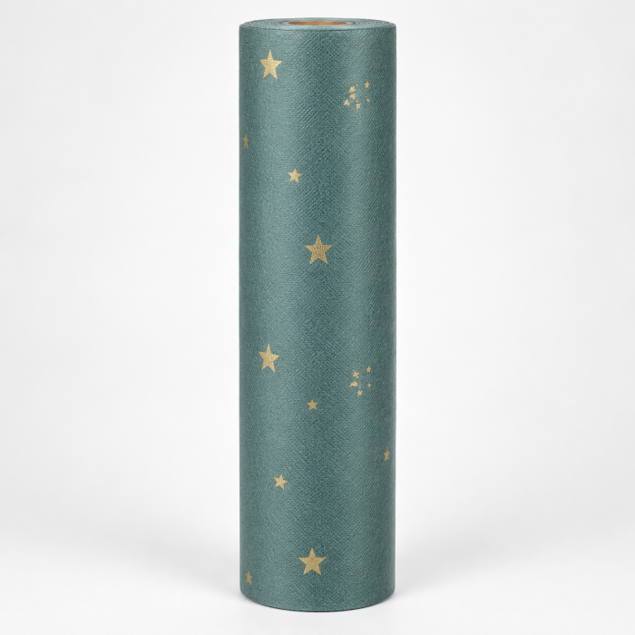 Traversa masa - Linclass Green Stars Craciun si Revelion / 40 cm x 24 m / 1 buc [4]