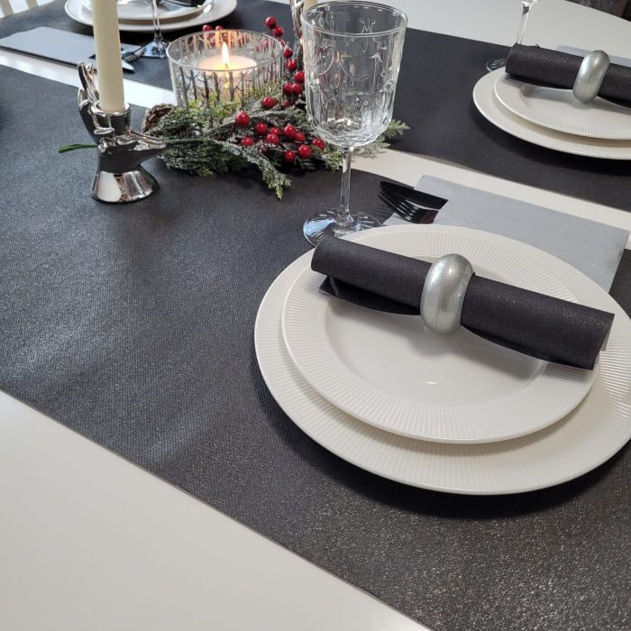 Traversă de masă - Linclass Shine metallic black (negru stralucitor) / 40 cm x 24 m / 1 buc [5]