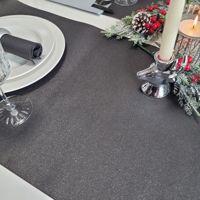 Traversă de masă - Linclass Shine metallic black (negru stralucitor) / 40 cm x 24 m / 1 buc [2]