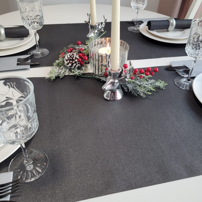 Traversă de masă - Linclass Shine metallic black (negru stralucitor) / 40 cm x 24 m / 1 buc [4]