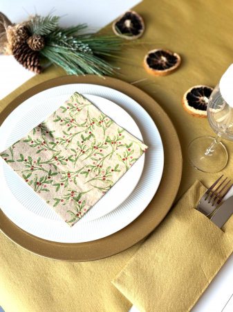 Șervețele de masa 3 straturi, Tissue Recycled - Mistletoe (crengute de vasc) / 33 x 33 cm / 20 buc [1]