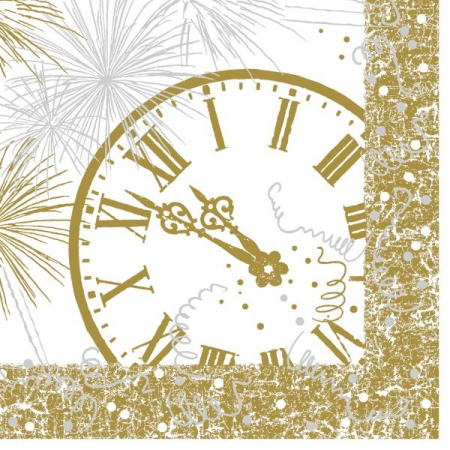 Servetele de masa festive Linclass pentru Revelion / Anul Nou -  12 O´Clock, 40 x 40 cm / 50 buc [2]