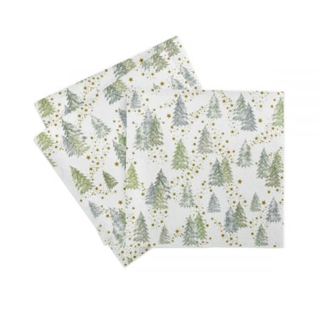 Servetele de masa festive Linclass pentru Craciun/Revelion - Tommy (peisaj de iarna cu braduti) / 40 x 40 cm / 50 buc [4]