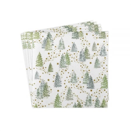 Servetele de masa festive Linclass pentru Craciun/Revelion - Tommy (peisaj de iarna cu braduti) / 40 x 40 cm / 50 buc [5]