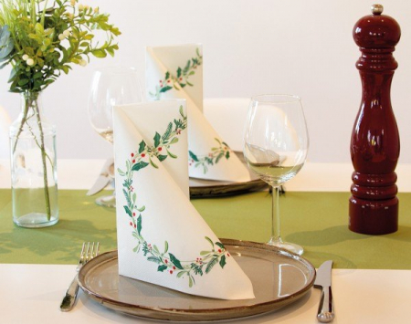 LICHIDARI STOC - Servetele de masa festive Linclass pentru Revelion/Anul Nou Linclass - Isabell weiss / white / 40 x 40 cm / 50 buc