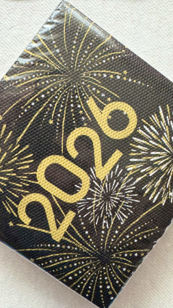 Servetele festive - IARNA/CRACIUN/REVELION - Servetele festive pentru Revelion, Softpoint - 2026 (negru-auriu) / 24 x 24 cm / 30 buc