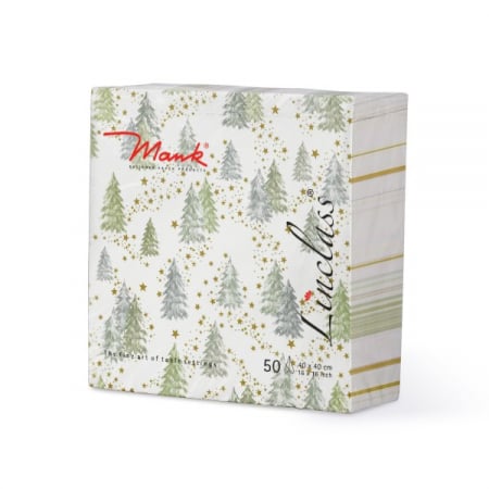 Servetele de masa festive Linclass pentru Craciun/Revelion - Tommy (peisaj de iarna cu braduti) / 40 x 40 cm / 50 buc [2]