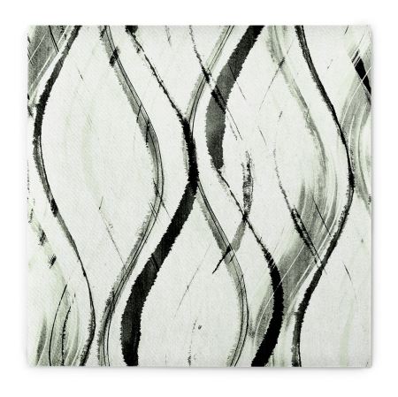 DECOR VERDE - Servetele de masa festive Linclass - Albi (Verde salvie-negru) / 40 x 40 cm / 50 buc